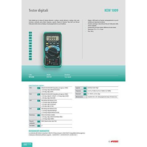 Kyoritsu KEW 1009 Mulimetre numerique pour mesure de tension AC/DC, courant AC/DC, resistance, continuite, test diode, capacite, frequence, gris