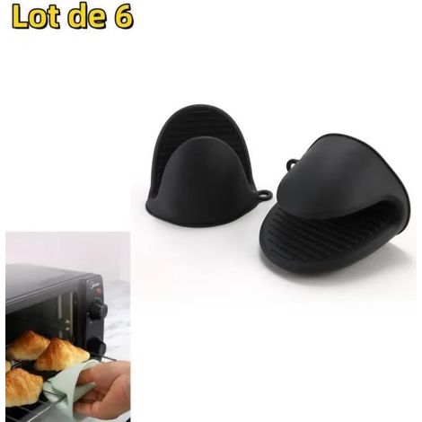 Gants de cuisine - Lot de 6 gants de four en silicone résistant à la chaleur - Gris (1/4)