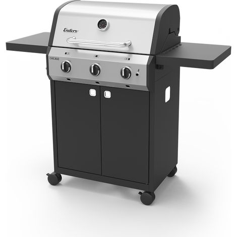 Gasgrill Chicago Next 3 Edelstahl emaillierter Gussro
