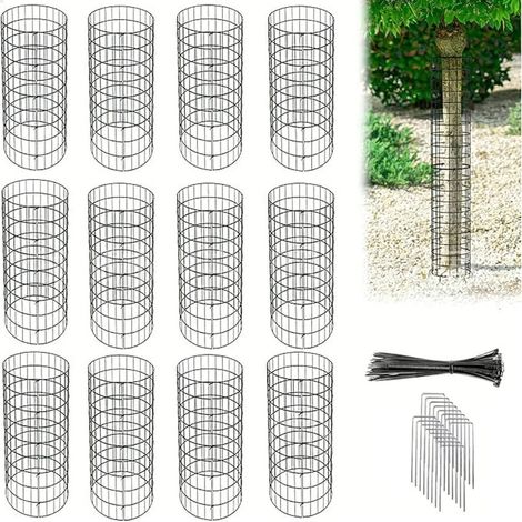 Lot de 6 Manchons de Protection pour Tronc d’Arbre, Répulsif Rongeurs et Cervidés, Résistant aux UV, Filet de protection avec Colliers de Serrage et Piquets de Fixation, Réutilisable, Empilable, 13.4 (1/5)