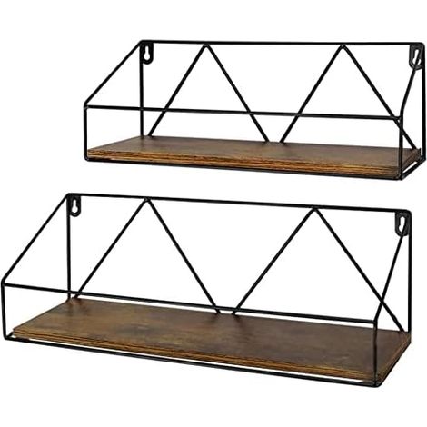 Lot de 2 étagères murales flottantes en bois pour chambre, salle de bain, salon, cuisine, décoration d'intérieur (1/5)
