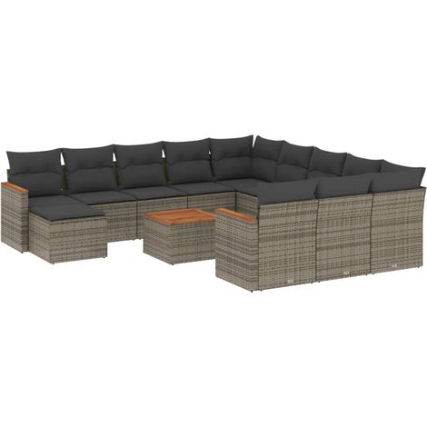 Maison Exclusive - 13-tlg. Garten-Sofagarnitur mit Kissen Grau Po