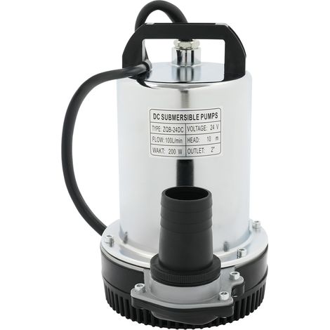 Pompe submersible 200 W CC 24 V avec une sortie de 2 pouces et trois raccords de tuyau pour le drainage, l'arrosage des jardins et des vergers (1/5)