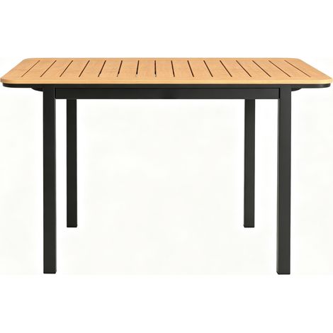 Mesa de jardín exterior marrón 127 x 70 x 75 cm con estructura metálica (1/5)