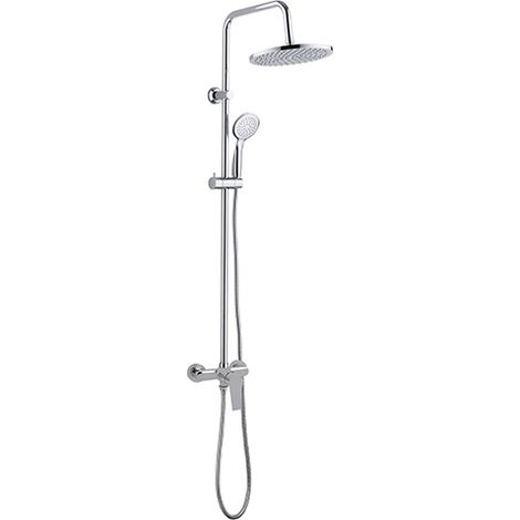 Edouard Rousseau – Colonne de douche mécanique MIHANÉ – Tête de douche Ø254 mm orientable – Douchette 1 jet Ø100 mm – Bras rigide 115 cm – Certification NF