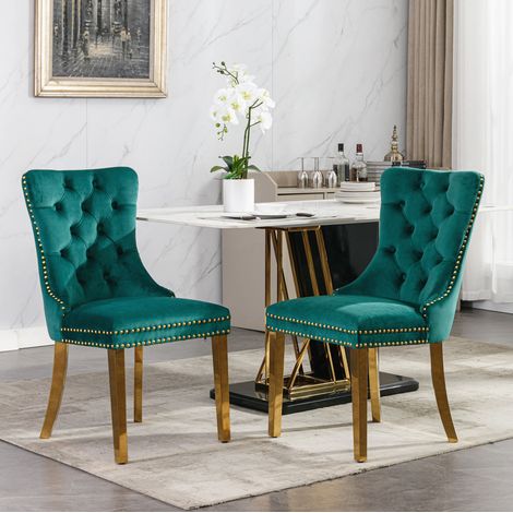 sedia sala da pranzo schienale alto velluto verde alta OKMYHOME (1/5)