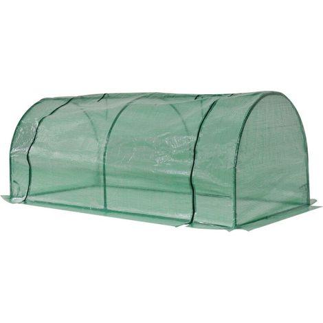 Invernadero de jardín, mini invernadero, invernadero para tomates, 2 x 1 x 0,8 m, puerta con cremallera, cubierta de PE, estructura de acero, verde -Crezuo