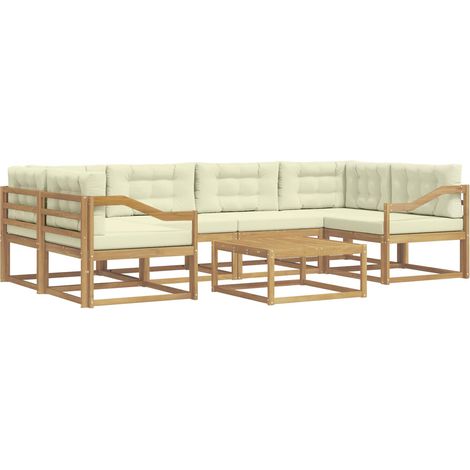 Conjunto de sofás de exterior 5 uds. Blanco y Crema vidaXL (1/5)