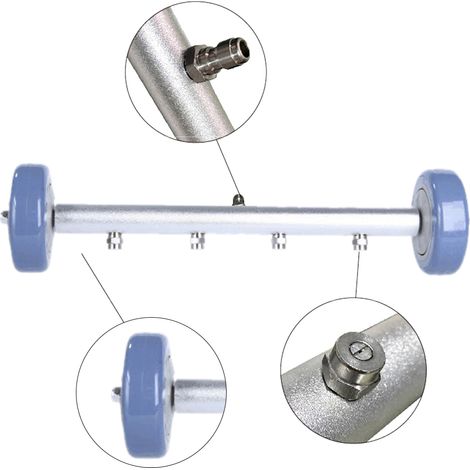 Accesorio 2 en 1 para limpiadora de alta presión: limpiador de chasis, cepillo de agua y limpiador de superficies, con 4 boquillas y 2 extensiones (recta y angular a 45°). (1/2)