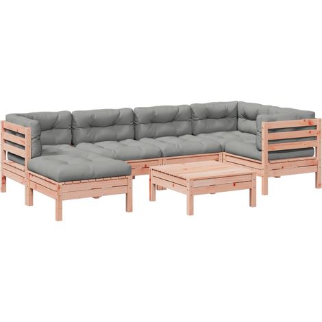 Set Divani Giardino 7 pz Cuscini Legno Massello Abete Douglas vidaXL (1/5)