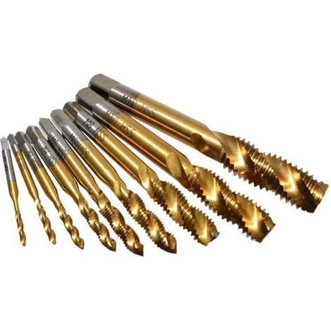 9Pcs Tarauds à Vis Cannelés Spirale en HSS, Tarauds à Goujure Hélicoïdale Assortiment Outil de Taraudage de Filetage en Acier Rapide Revêtement Titane M2 M2.5 M3 M4 M5 M6 M8 M10 M12 (1/5)