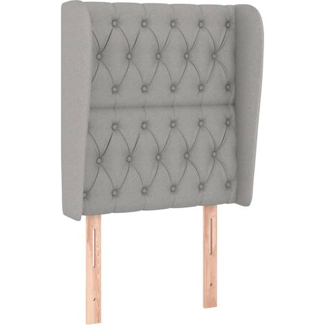 Testiera letto accessorio cameretta mobile imbottito con bordo laterale 83 x 23 x 118/128 cm tessuto grigio chiaro TDL0205128