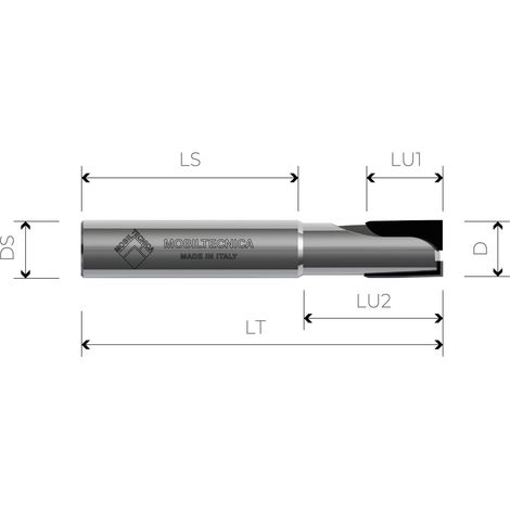 MTEC046.6 - FRÄSE AUS POLYKRISTALLINEM DIAMANT MIT ABWECHSELNDEN SCHNEIDKANTEN POS./NEG. Z2 MIT KÖRPER HW - MOBILTECNICA  .6D8  LU1 15  LU2 24  DS8  LT70  Z2  AX+/-4°  RE  H3,5