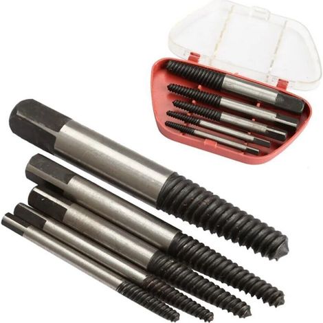 Schraubenausdreher aus gehärtetem Stahl – 5-teiliges Set für Schrauben und Bolzen (3–18 mm), inklusive Zentrierbohrer