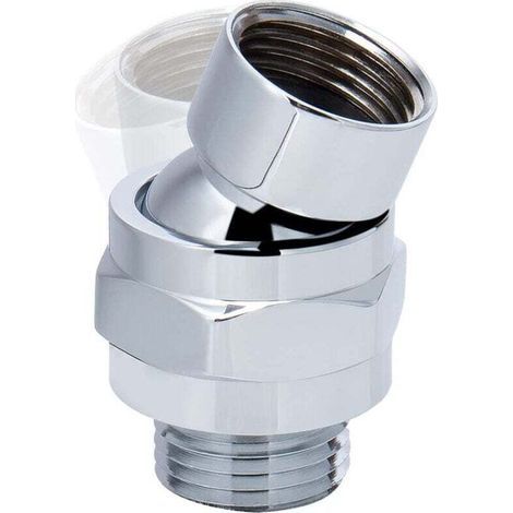 Swivel shower head adapter, solid brass shower connector, ball joint, adjustable universal shower arm extension (chrome finish) (1/4)