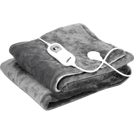 Couverture Électrique, 3 Niveaux de Température, Protection Contre la Surchauffe, Gris 120W (1/2)