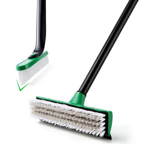 Lot de 2 brosses à récurer pour Sol avec Long Manche et Petite Brosse en Forme de V, Outil de Nettoyage, Brosse avec Poils pour Salle de Bain, Cuisine, Patio, Garage, terrasse, carrelage (1/5)