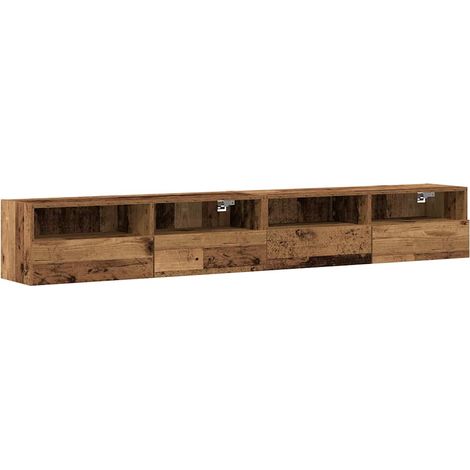 Cabinet TV Mural 2 pcs,Banc TV,Armoire TV Bois Ancien 100x30x30cm Bois Ingénierie CFW133246 (1/5)