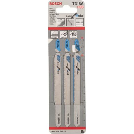 Bosch 2608638698 Lama per seghetto alternativo T 318 A HSS 3 pezzi