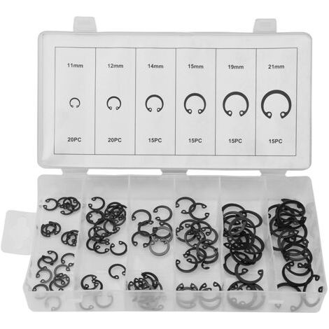 Assortiment de 100 circlips à ressort de 11 à 21 mm (6 tailles) avec boîte (1/5)