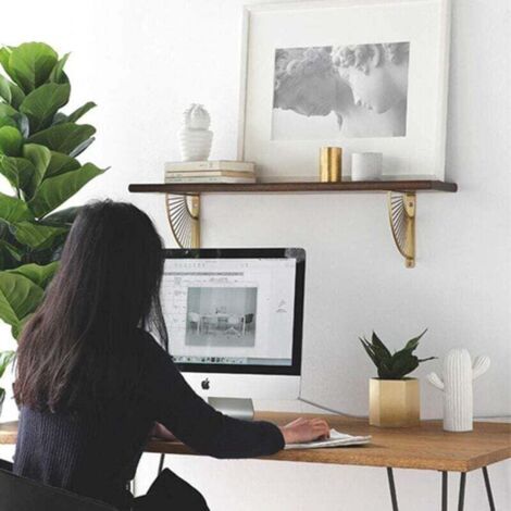 [JAMAIS UTILISÉ]Equerre Etagere Art déco 20 / 30cm, étagères flottantes murales Design doré, Support Etagere en Forme d'éventail ，Lot de 2 (1/3)