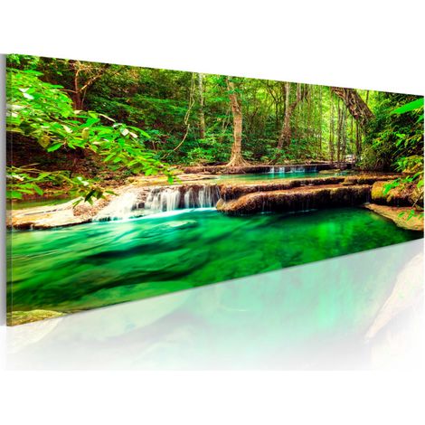 Tableau Imprimé "Emerald Waterfall" 45 x 135 cm (1/2)