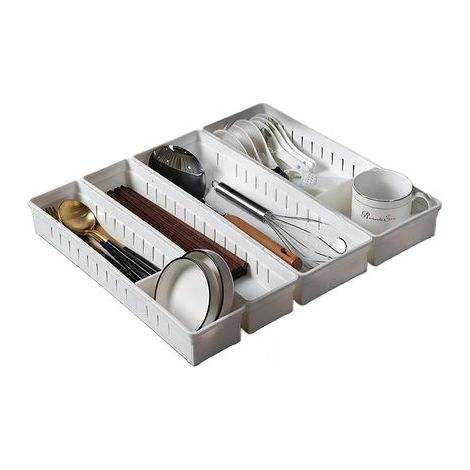 Support de rangement pour tiroir de cuisine gratuit, 2 grands + 2 petits – Support de rangement multifonctionnel idéal pour les ustensiles de cuisine et la papeterie [Énergie de qualité A] (1/4)