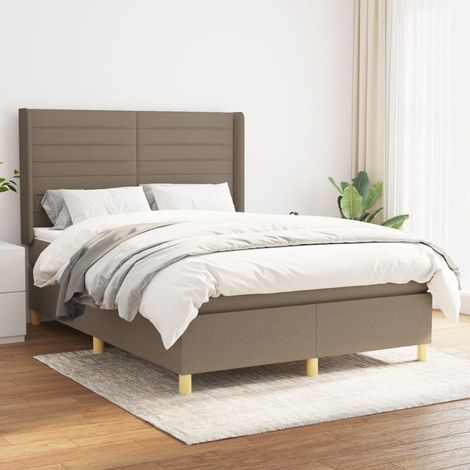 Lit Adulte - Lit à sommier tapissier avec matelas - Meuble de Chambre à Coucher - Taupe 140x200 cm Tissu XEJZT919466 (1/5)