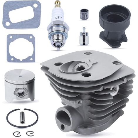 Kit de rechange cylindre piston et joint pour tronçonneuse 44mm, revêtement Nikasil, compatible avec Husqvarna 350 351 353 346XP, inclut collecteur d'admission, aiguillage et bougie d'allumage (1/5)