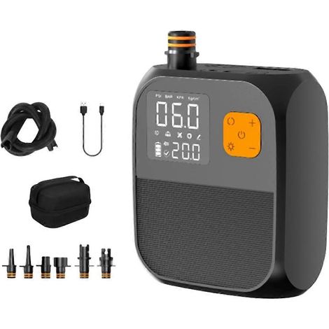 8000-mAh-Akku-Luftpumpe mit LED-Licht, Luftkompressor, Aufblaspumpe für SUP, Surfbrett, Boot und Auto (1/5)