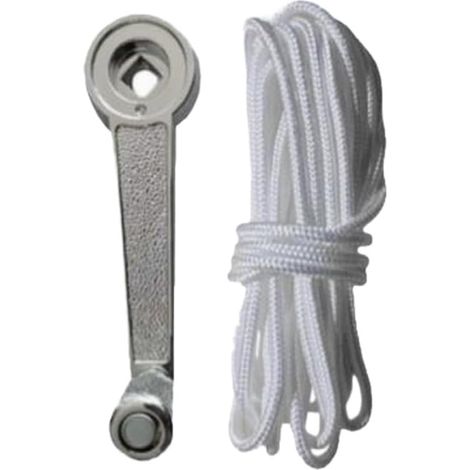 Poignée de rechange pour parasol de terrasse avec corde de 3,4 m, kit de poignée en métal et nylon pour réparation de parasol de jardin, cour, extérieur, argent et blanc (1/5)