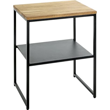 Table d'appoint en chêne Massif et métal Noir, Table Basse en Bois - Dimensions : L 45 x H 60 x P 35 cm Style : Moderne (1/5)