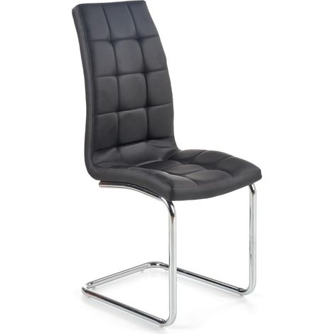 Chaise design en éco-cuir noir avec piètement chromé Carrie (1/5)