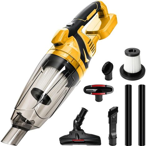 Aspirateur à main sans fil, compatible avec les batteries 18 V 20 V, puissance d'aspiration 10 000 Pa, réservoir à poussière 750 ml, 4 buses et lumière LED pour le nettoyage à sec de la voiture (1/5)