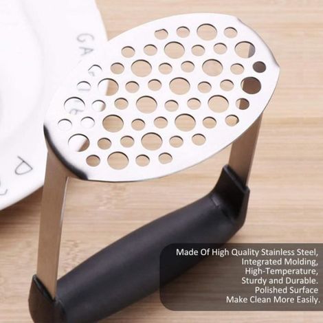 presse puree manuelle,Presse-purée à Pommes de Terre,avec Manche de Silicone en Acier Inoxydable,pour légumes,Aliments pour bébés (1/4)