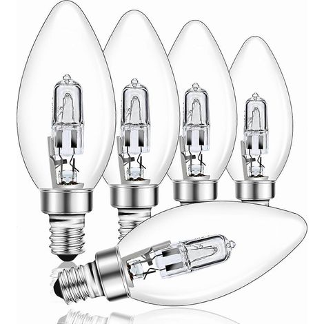 Ampoule halogène E14 28 W à intensité variable, verre transparent, culot Edison C35 E14 SES, pour lustre, 230 V, lot de 5 (1/4)