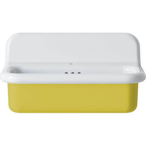 Lavabo retro de cerámica de 70 cm - True Colors Lite - Tamaño mediano - Amarillo limón (1/2)