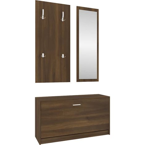 3-tlg. Flurmöbel-Set Braun Eichen-Optik Holzwerkstoff vidaXL