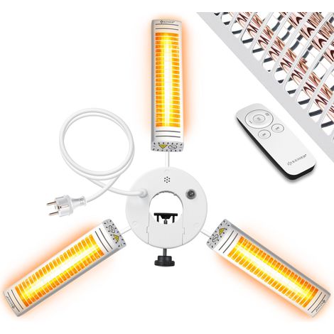 KESSER® Riscaldatore radiante a infrarossi 3000W per terrazza Gastro & parasole riscaldatore al quarzo riscaldatore a infrarossi da esterno riscaldatore da patio con telecomando argento (1/5)