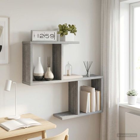 vidaXL Wall Shelf Grey Sonoma 60 x 12 x 50.5 cm Engineered Wood (1/5)