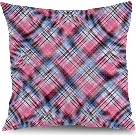 Housse de coussin imprimé carreaux rustique,décoration canapé,50×50cm (1/5)