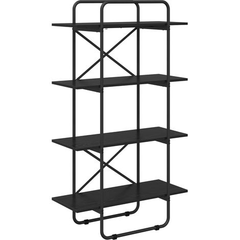 vidaXL Estantería 4 niveles 60 x 35 x 140 cm PB Roble Negro (1/2)