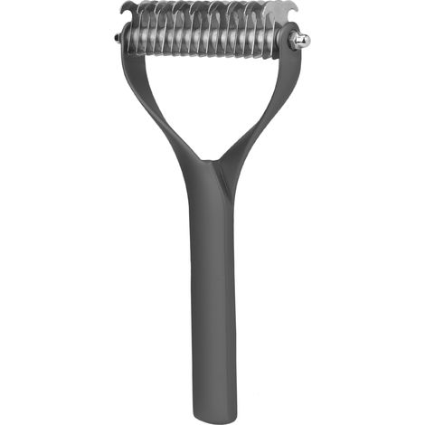 Brosse de toilettage pour animaux de compagnie, peigne à sous-poil double face, pour chiots et chats, démêlant les nœuds, noir, grand format (1/5)