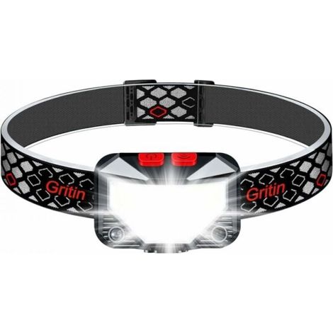 Gritin rechargeable LED headlamp, super bright headlamp with 8 lighting modes, motion sensor and red light, mini IPX5 waterproof headlamp, ideal for running, jogging