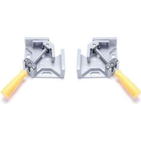 2 Pcs Serre Joint Angle 90 °, Etau D'angle Alliage d'Aluminium Pince de Soudage d'angle avec mâchoire pivotante réglable, pour Outils Menuisier, Soudage de Charpentier (Gris) (1/4)