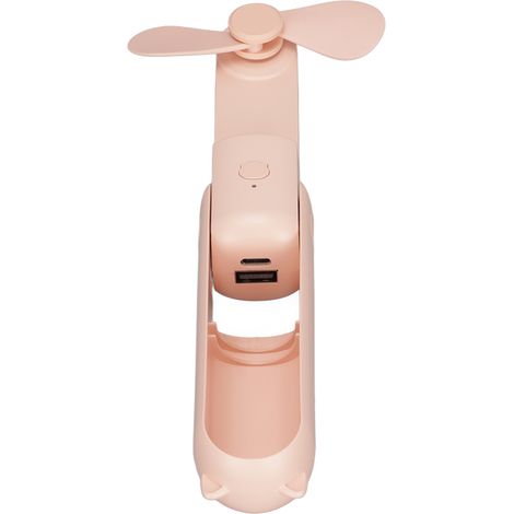 Ventilateur portable USB compact avec 3 vitesses, pliable, pour l'extérieur et les bureaux, avec batterie externe intégrée (rose). (1/5)