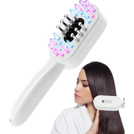 Peigne à cheveux lumineux rouge et bleu, brosse de massage électrique avec vibration et massage, favorise l'absorption, stimule les follicules pileux, améliore la pousse des cheveux, convient à la mai (1/5)
