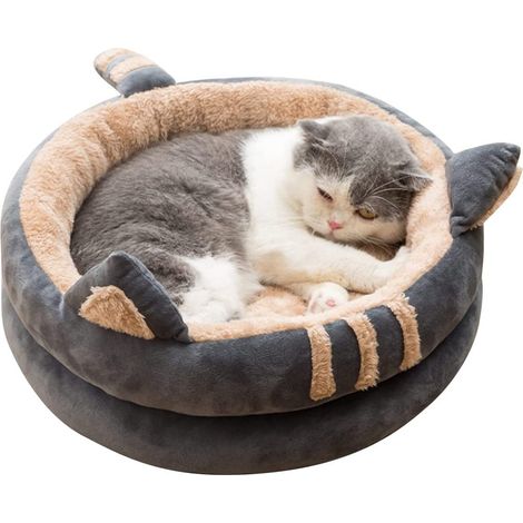 Lit Pour Animal De Compagnie - Coussin Ronde En Velours Court - Antidérapant - Pour Chats Et Chiens Jusqu'à 6,8 Kg - Diamètre 35 / 40 / 50 cm (1/5)