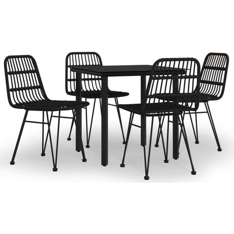 Maison Exclusive - 5-tlg. Garten-Essgruppe Schwarz Poly Rattan
