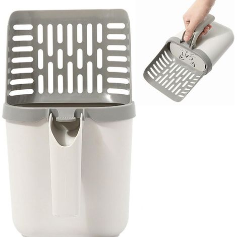 CCYKXA  Cat litter scoop set, including a handle and a detachable portable scoop, suitable for clumping litter (grey).